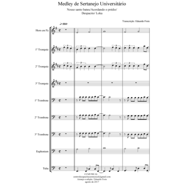 Medley de Sertanejo Universitário - Partitura para Banda Marcial